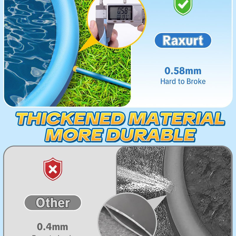 Raxurt Non-Slip Splash Pad for Kids and Dog, 67'' Splash Pad Thicken 0.58mm for Kids Ages 4-8 Toddler Baby Splash Sprinkler Pad Dog Pool Summer Outdoor Water Toys for Boys Girls