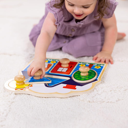 Melissa & Doug First Shapes Jumbo Knob Puzzle, Wooden Peg Puzzle, Ages 1+, Educational Toy for Shape Recognition