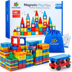 125PCS XL Magnetic Tiles Set with Storage Bag - Magnetic Building Tiles for Kids Ages 3-8, STEM Magnet Construction Toy