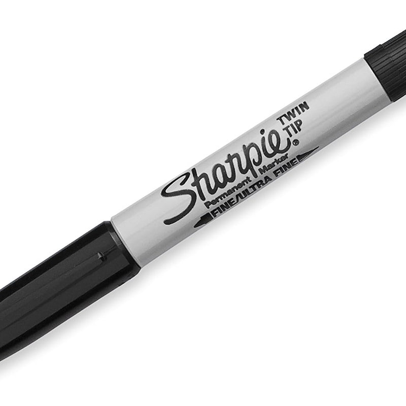 Sharpie Twin Tip Permanent Markers, Fine and Ultra Fine, Black, 4 Count