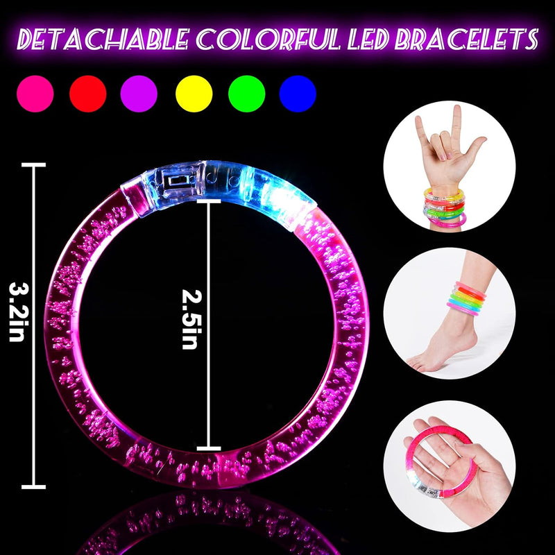 24Pcs Glow in the Dark Party Supplies for Kids/Adults, Flashing Light up Toys LED Bracelets Easter Glow Sticks, Mardi Gras Party Favors Carnival Birthday Concert Gifts Accessory