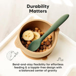 KeaBabies Silicone Baby Spoons Self Feeding 6-12 months, 3-Pack (Slate) | Large Scoop, Baby Led Weaning Utensils, First Food Training Spoon, Toddler, Kids Eating Essential, Dishwasher-safe, BPA-Free