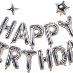 Silver Happy Birthday Aluminum Foil Balloon Decoration Kit for Kids and Adults