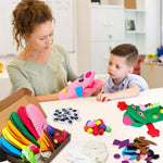WATINC 6-Piece Animal Hand Puppet Making Kit for Kids, DIY Art Craft Felt Sock Puppets, Pompoms, Googly Eyes, and Felt Decorations for Creative Storytelling and Role Play.