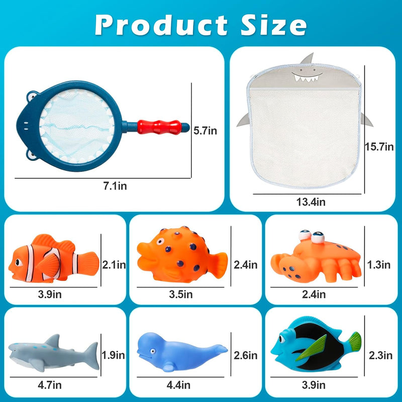 No Hole Mold Free Baby Bath Toys for Kids Ages 1-3, Water Toys for 6-12 Months Infants with Storage Bag, Baby Shark Toys for Pool, Bathtub, Beach, Shower, Tub,Ideal Gifts for Kids Boys and Girls