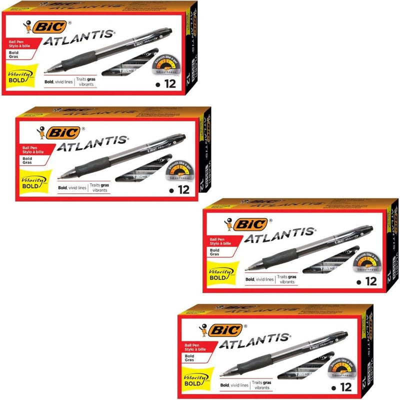BIC Glide Bold Black Ballpoint Pens, Bold Point (1.6mm), 12-Count Pack, Retractable Ballpoint Pens With Comfortable Full Grip (VLGB11-BLK)