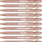 Actsun Funny Pens - 12 Pack Fine Point Smooth Writing Pens with Inspirational Tips, Black Ink, Touch Stylus Screens, Motivational Gift for Office & Desk Accessories