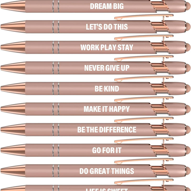 Actsun Funny Pens - 12 Pack Fine Point Smooth Writing Pens with Inspirational Tips, Black Ink, Touch Stylus Screens, Motivational Gift for Office & Desk Accessories
