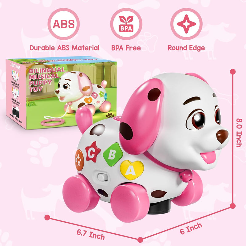 ToddlerCley Musical Puppy Toys for 1 Year Old Girl Gifts, 1st Birthday Girl Gift, Bilingual Learning Baby Toy 6-12-18 Months with Sound & Lights, Educational Toy for 1 Year Old Boy Present