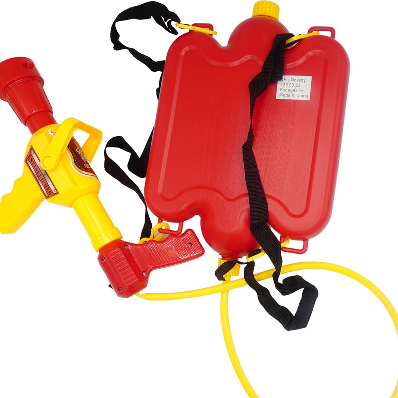 4E's Novelty Firefighter Backpack Water Gun Blaster for Kids- Tank with Hose Shooter, Super Water Squirt Suitable for Outdoor Play Boys & Girls, Fireman Pretend Play
