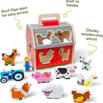 Melissa & Doug Take-Along Wooden Toy Barn with Farm Animals & Pop-Up Roof, Preschool Learning Toys