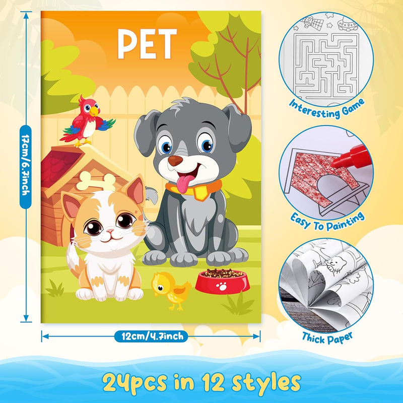 BenLouis Coloring Books for Kids Ages 4-8-12, Mini Activity Books for Birthday Party Gifts, Goodie Bags Stuffers, Classroom Travel Activity (24pcs Classic)