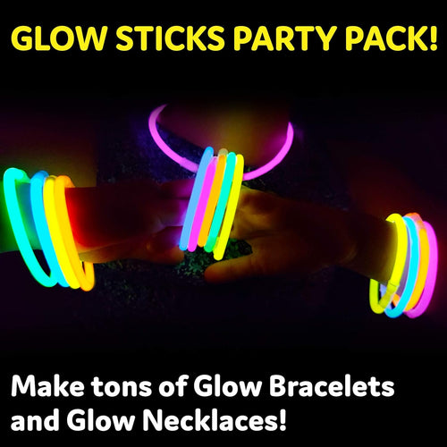 PartySticks Glow Sticks 100pk - 8 Inch Waterproof Glow in the Dark Light Up Sticks - Kid-Safe and Non-Toxic