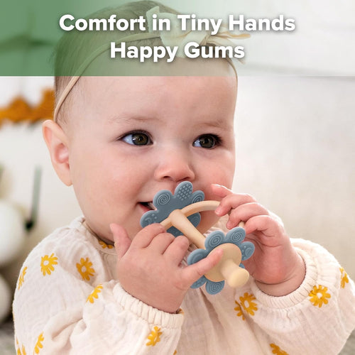 Haakaa Silicone Baby Teether Toy - Nipple-Shaped End for Gum Massage and Self-Brushing Training, Sky Blue Color
