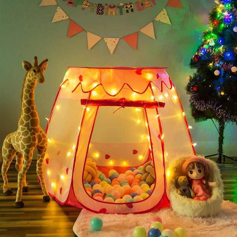 Crayline Pop Up Princess Tent with Star Light for Baby Girl Birthday Gift