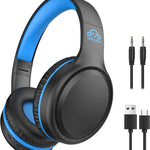 UKELALA U2B Active Noise Canceling Wired & Wireless Bluetooth 6.0 Headphones with Microphone, Foldable Lightweight Head Phones with Volume Control‌ for Kids Adult School Black Blue