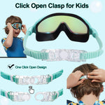 Seago Swim Goggles 2 Pack Anti-Fog Anti-UV Wide View Swimming Goggles for Kids 3-14