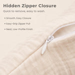 Konssy 2-Pack 100% Cotton Muslin Nursing Pillow Covers, Soft Cover for Baby | Covers Only, Breastfeeding Pillows Slipcovers for Baby Boys & Girls, Hidden Zipper, Machine Washable, (Fog Green, Cream)