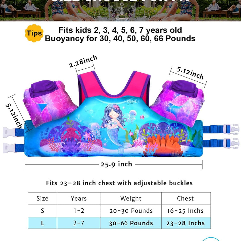 AEOCOO Puddle Float Jumper for Swiming, Toddler Swim Vest for Water Play, Pool Floats with Swimming Arm Floaties Swim Jacket & Water Wings for Kids Swimmies, Boys, Girls, Niños