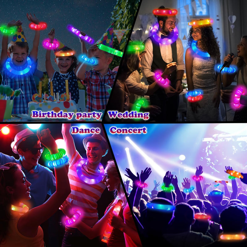 Glow Sticks Camping Essentials for Toddlers - 6 PCS LED Light Up Pop Tube Wand Toys