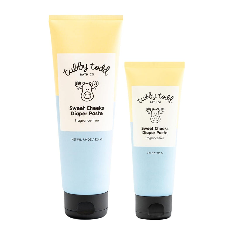 Tubby Todd Sweet Cheeks Diaper Paste, Diaper Rash Cream | 14% Zinc Oxide, Hypoallergenic, For Soothing and Protecting Sensitive Skin, 7.9 oz, 2 Pack, Fragrance Free