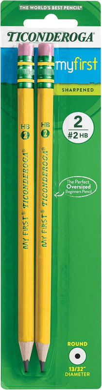 Ticonderoga My First Wood-Cased Pencils, Pre-Sharpened, 2 HB, Yellow, 12 Count