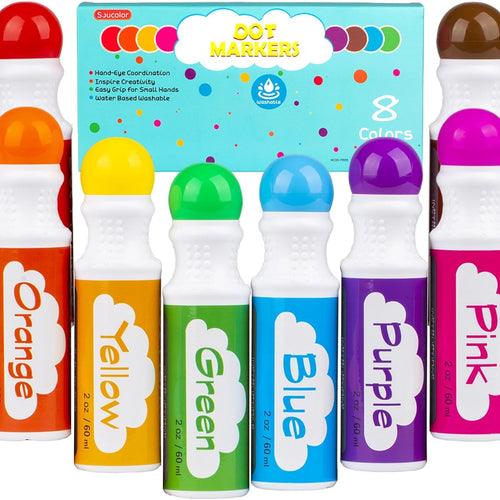 Dot Markers for Toddlers Kids Preschool, Bingo Daubers Washable Art Markers 8 Colors, Toddlers Arts and Crafts Supplies, Kids Painting Drawing Coloring Supplies, Dot Paint Craft Kit Preschool Learning