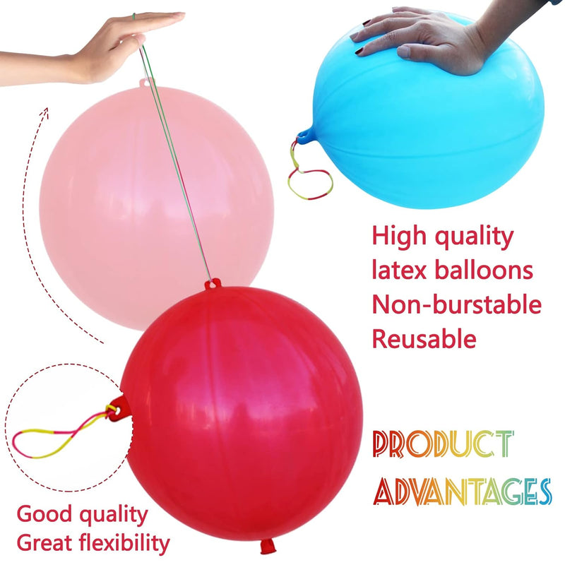 30Pcs Punch Balloons - Heavy Duty Party Favors for Kids with Rubber Band Handle
