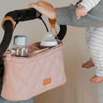 Beautiful Stroller Caddy Organizer With 2 Cup Holders - Zipper Pocket Bag | Luxury Stroller Bag with Universal Fit and Leather Straps - Spacious Accessories Perfectly Fits Doona, Nuna and Uppababy