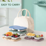 VITEVER 4 Pack Small Stainless Steel 2-Compartment Snack Containers with Lids, Reusable Snack Pack Containers, Lunch Box Accessories,Double Compartment Salad Dressing Containers to Go, 5.3oz