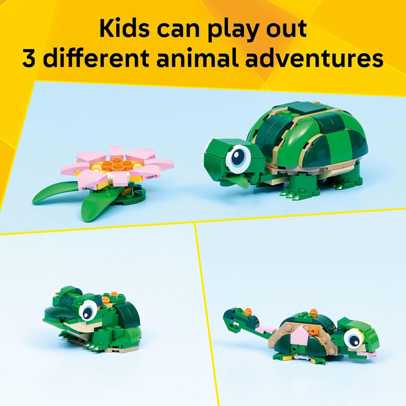 Lego Creator 3 in 1 turtle building toy for kids ages 7+ with animal figures