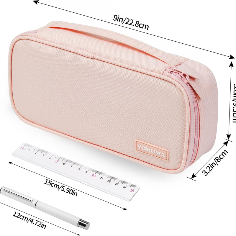 YOKUMA Pencil Case,Large Capacity Pencil Pouch,Aesthetic Zipper Pencil Box, Back to School Supplies for College Student Teen Adults,Travel Essentials,Electronic Cable Organize
