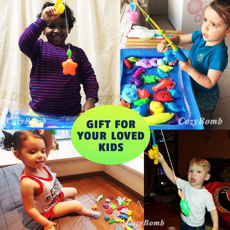 CozyBomB Magnetic Fishing Toys Game Set for Kids, Water Table Bathtub Kiddie Pool Party