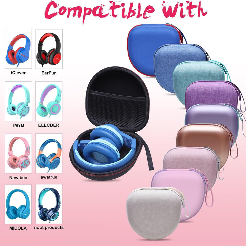 Kids Headphones Case Compatible with iClever BTH12 / HS19 / BTH26 / JoySpark-T5 / Candy Bila BH03 / EarFun/IMYB/MIDOLA MD-B01 / noot Products Foldable Kids Headphones, Blue (Case Only)