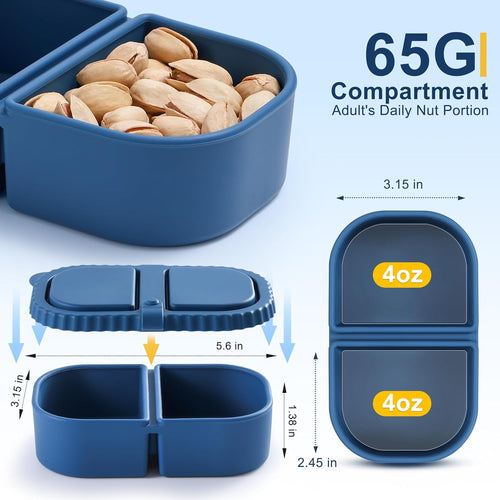3 Pack Silicone Reusable Snack Containers with Lids - 8 oz Double Compartment Snackle Box for Kids & Adults, BPA-Free & Leakproof, Small for Dressing, Snacks, School, Office, Picnic