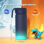 Gonfoam 16oz Kids Stainless Steel Insulated Water Bottle, 2 Pack | DIY Stickers, BPA-free, Leak-proof, Sturdy, Keeps Cold 24h, Easy to Carry, Easy to Clean, Back to School, Gifts
