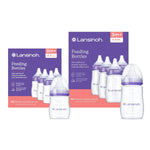 Lansinoh Anti-Colic Baby Bottles, BPA-Free Plastic, 5 Ounces, 4 Count, Extra Slow Flow Nipples (Size XS), Breastfeeding Bottle with NaturalWave Design