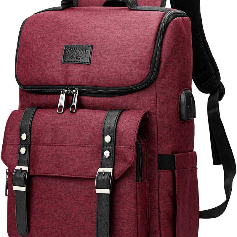 YALUNDISI Vintage Backpack Travel Laptop Backpack with usb Charging Port for Women & Men College Backpack Fits 15.6 Inch Laptop Black