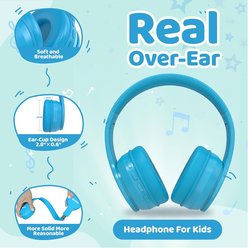 MIDOLA Kids Bluetooth Headphones - 68H Play Time Volume Limit and Built-in Mic