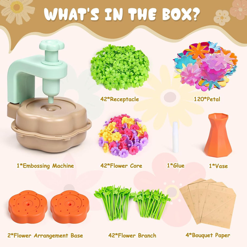 Scvcid Arts and Crafts for Girls Aged 3-12, Includes Extra Accessory Set | DIY Art Flower Toys Fabric Bouquet Craft for Toddler, Birthday Gifts for 3 4 5 6 7 8 9 10 11 12 Year Old Girls