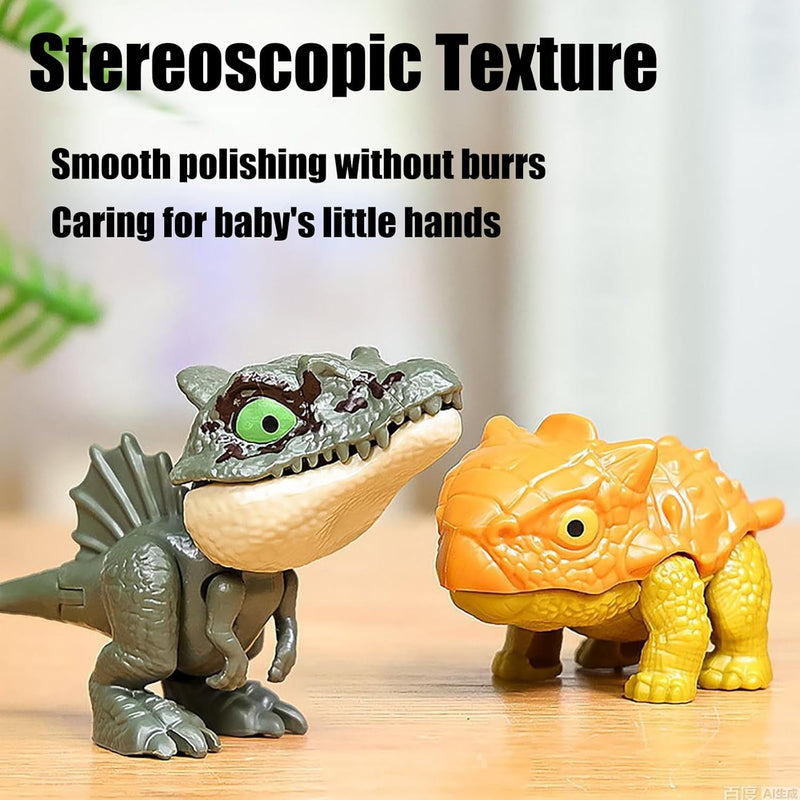 Winbar 6-Piece Biting Finger Dinosaurs Toy Set for Kids, Featuring Raptor, Mosasaur, Tyrannus, Stegosaurus, T-Rex, and Ankylosaurus Figures, Interactive Chomp Puppets for Play and Display.
