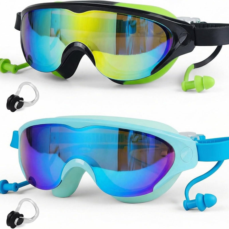 Zoomsnail Kids Swim Goggles 2Pack, Leakproof Anti-fog UV Lens Swimming Goggles for Kids Boys & Girls 3-15