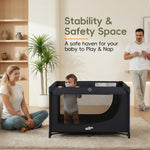 Pamo Babe Pack and Play Portable Baby Crib Foldable Playard Leightweight Travel Playpen for Tooddlers and Infant Black