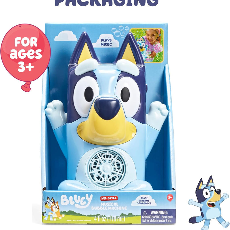 BLUEY No Spill Musical Bubble Machine: Mess-Free Fun for Toddlers and Kids