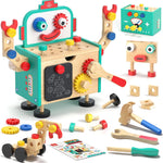 Montessori Kids Tool Set, Wooden Toddler Tool Bench Educational Toys for Ages 2-4, 2 Year Old Boy Gift for Birthday Christmas, STEM Pretend Play Tool Box, Learning Developmental Construction Toys
