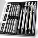 Four Candies 4PCS Metal Mechanical Pencil Set with 0.7mm Medium Point, 480 Leads, 12 Erasers, Fancy Mechanical Pencils Pack with Case for School Writing, Art Drawing & Drafting