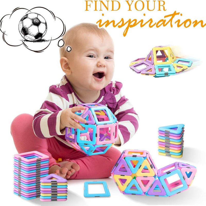 Tolnetr Magnetic Tiles Toys for 3 4 5 6 7 8+ Year Old Boys Girls Upgrade Macaron Castle Blocks Building Set for Toddlers STEM Creativity/Educational Toys for Kids Age 3-6 Christmas Birthday Gifts