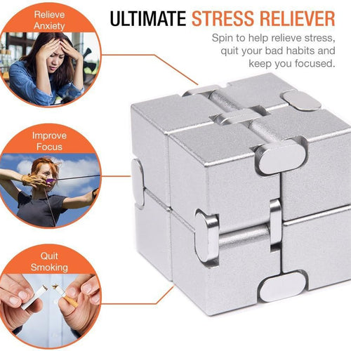 JOEYANK Fidget Cube New Version Fidget Finger Toys - Metal Infinity Cube Prime for Stress and Anxiety Relief/ADHD, Ultra Durable Sensory Gifts for Adults and Teens Kids