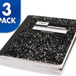Mead Composition Notebook, 3 Pack, College Ruled Paper, 7-1/2" x 9-3/4", 100 Sheets per Comp Book, Black Marble (38111)