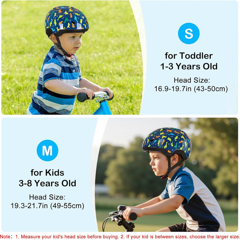 Toddler Helmet, Baby Infant Kids Bike Helmet, Adjustable, 1-3-5-8 Year Age, Hard PC Shell, EPS Foam, Breathable, Comfortable, Soft Padding